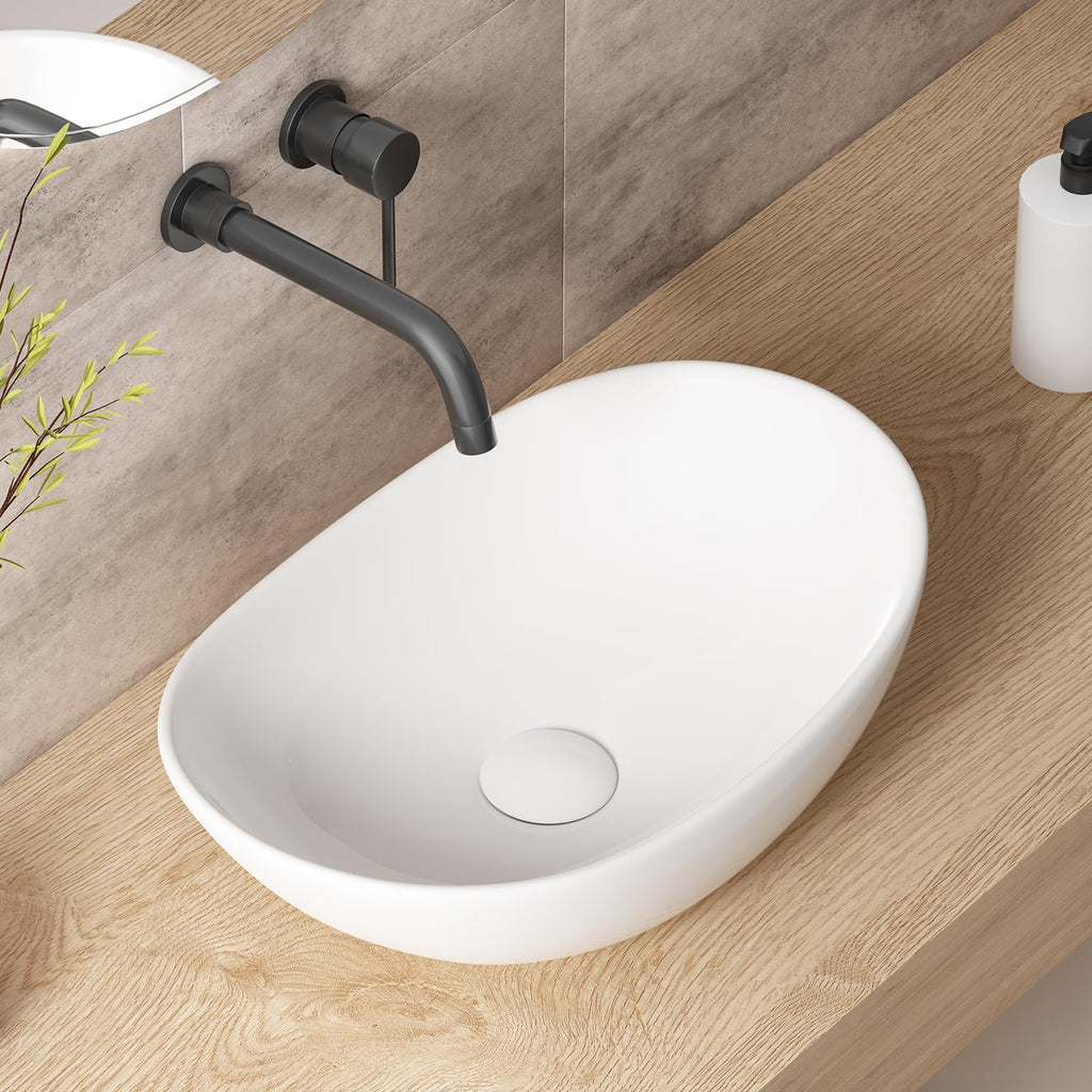 Large Bathroom Vessel Sinks: 24â³x14â³ Oval Bathroom Sink Bowl, Countertop Bathroom Sinks Ceramic Bathroom Vanity Sink Modern Vessel Sinks for Bathrooms