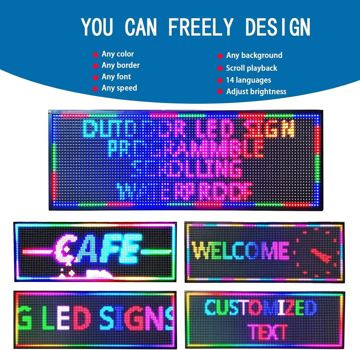 Led Sign Outdoor Programmable Scrolling Digital Open Neon P10 39''x14''