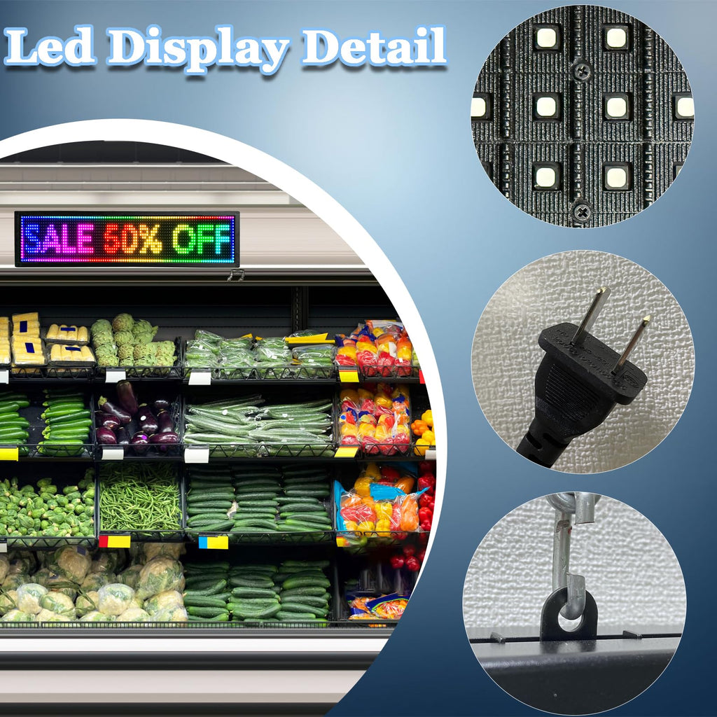 P10 39"x14" Double-Sides LED Advertising Sign Outdoor Digital Billboard with High Brightness, WiFi Programmable for Stores, HD Image/Text Display, Weatherproof & Energy Efficient