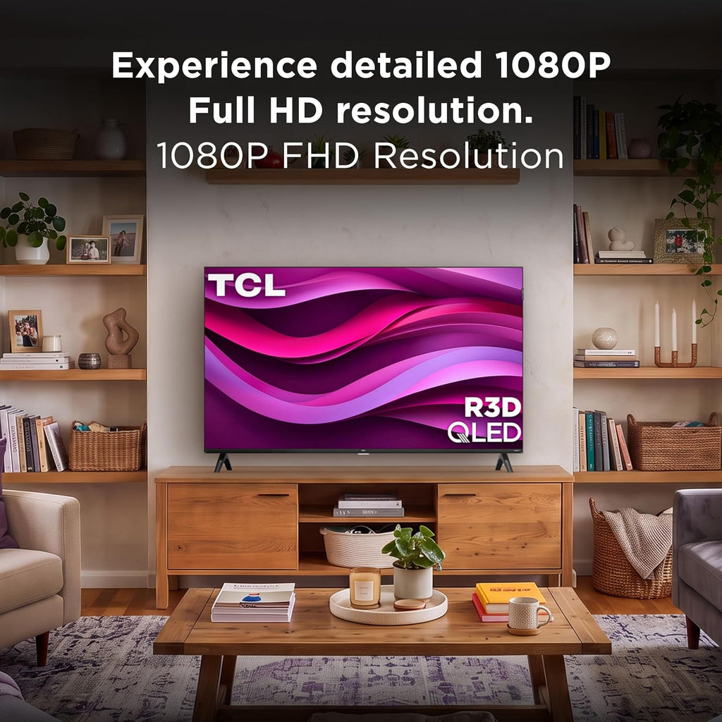 TCL 32-Inch Class R3D Series QLED Roku Smart TV | FullView Bezel-Less Design, Google Cast & AirPlay 2 | Television for Bedroom, Dorm & Kitchen (32R3D, 2026) Streaming Live Local News, Sports & Movies