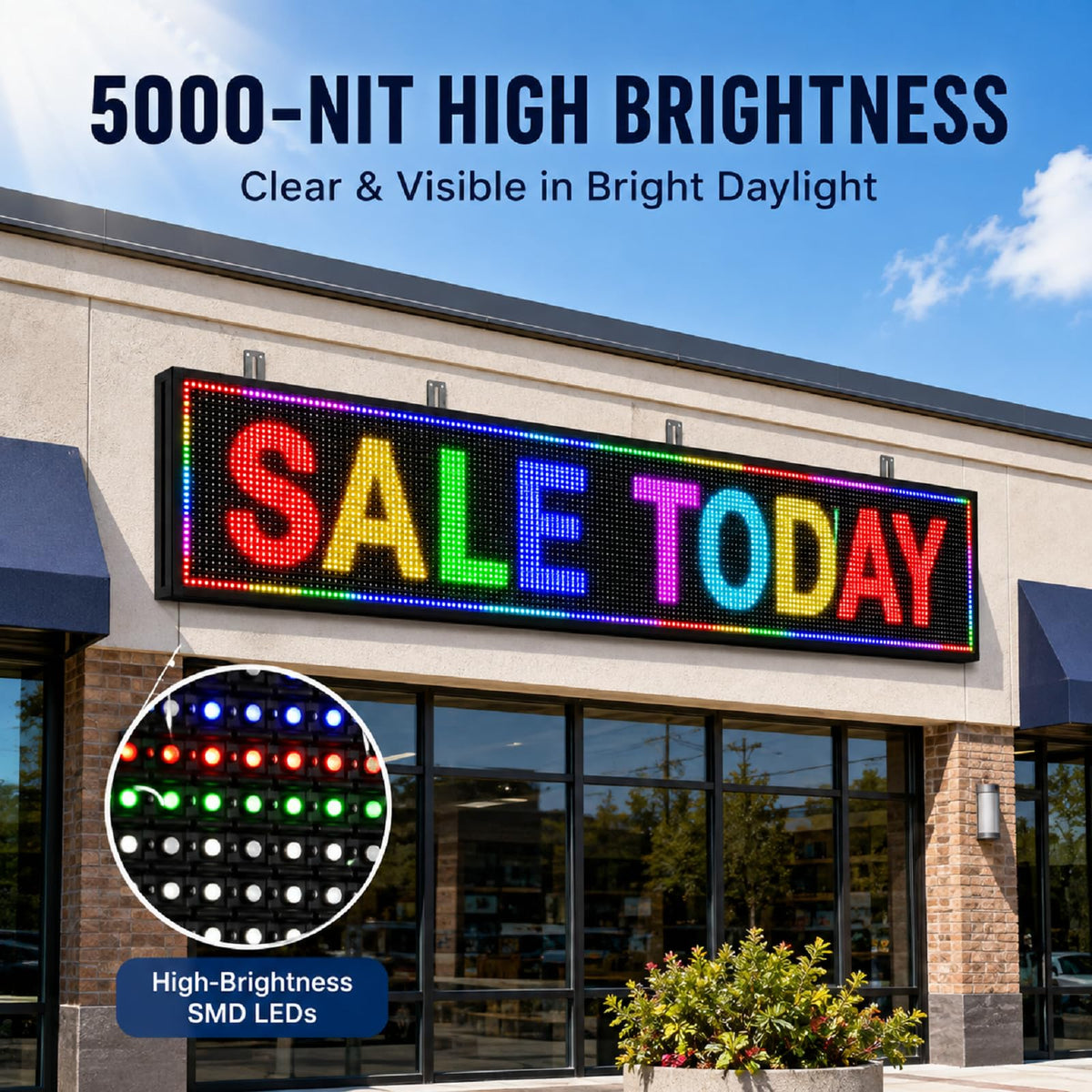 P10 Programmable LED SIGN 40"Ã8" Scrolling LED Display, High Brightness & IP65 Waterproof Indoor Outdoor Digital Signage led screen, Open Signs Welcome Sign for Store Business Advertising