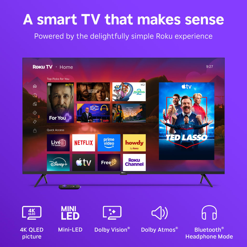 Roku 55-Inch Plus Series Smart TV - 4K QLED Mini-LED TV - RokuTV