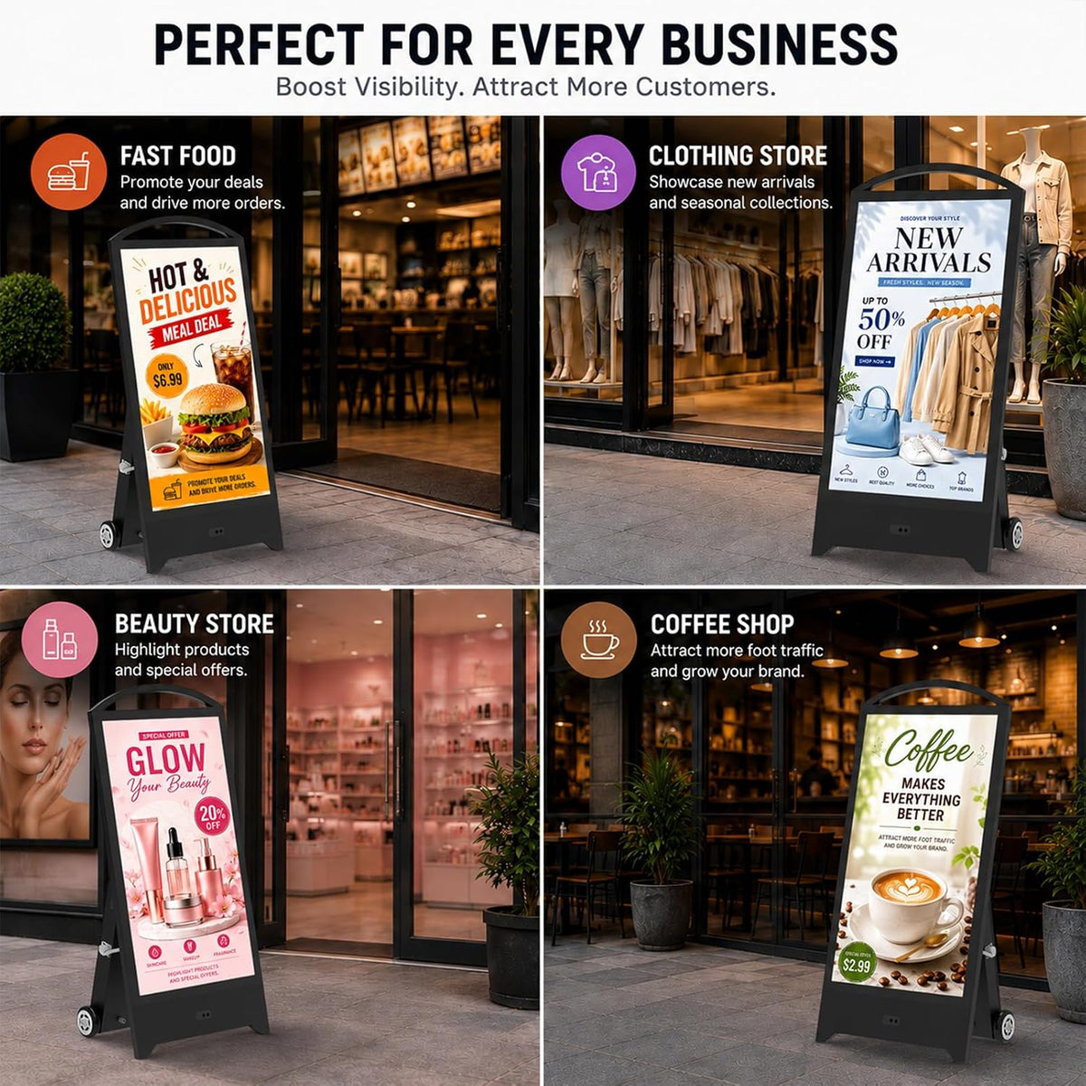 43" Outdoor Digital Signage, 2000nits Portable Digital Signage Display