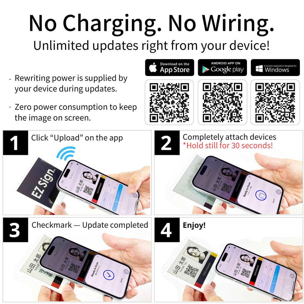 [Santek] EZ Sign NFC E-Paper Display â No Battery, Ultra-Thin 0.13â, Rewritable 4-Color Digital Display, App-Controlled (iOS/Android/PC), IP65 (Silver, 2.9" 6pcs, No Stand and Clip Included)