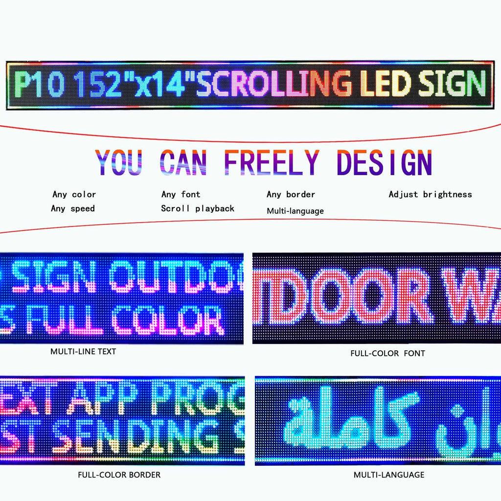Led Sign Outdoor Programmable Scrolling Digital Open Neon P6 40''x17''