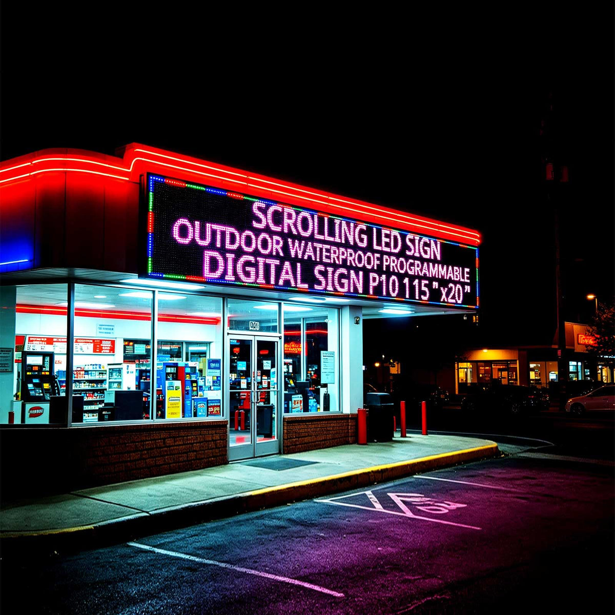 HS Programmable Scrolling Led sign Outdoor Digital Open Neon P10 39''x14''