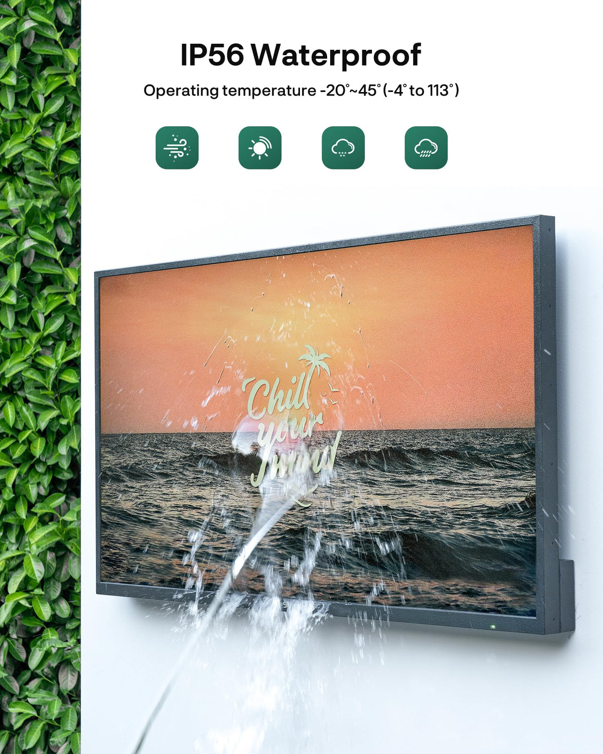 SYLVOX 65'' Outdoor TV, Premium Ultra-Narrow Bezel, IP56 Weatherproof, 1,000-Nit 4K UHD Anti-Glare Screen, Smart Google TV, All-Metal Durable Outdoor TV for Deck, Patio, Partial Sun (Frameless, 2026)