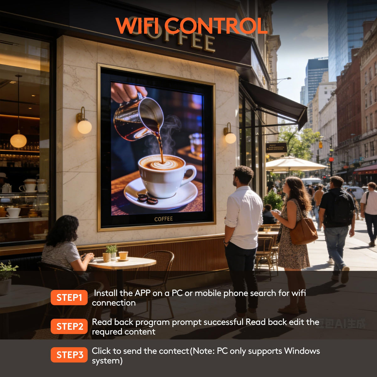 P5 Programmable LED Signs 65"x34" IP65 Waterproof Outdoor Digital Display with WiFi & USB Control, Full-Color 320Ã160 SMD Scrolling Text/Image/Video Advertising Board for Business