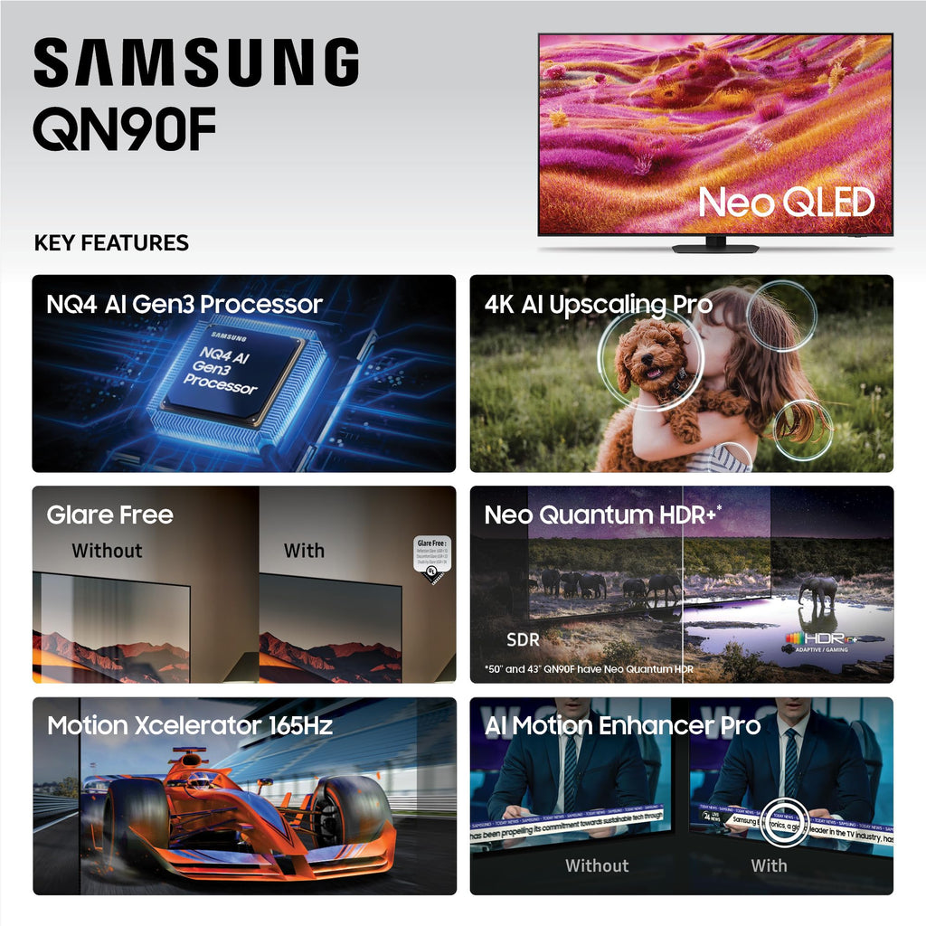 Samsung 98-Inch Class Neo QLED 4K QN90F Series, Vision AI, Mini LED Smart TV (2025 Model, 98QN90F) Neo Quantum HDR+, Object Tracking Sound+ w/Dolby Atmos, Glare Free, Gaming Hub, Alexa Built-in