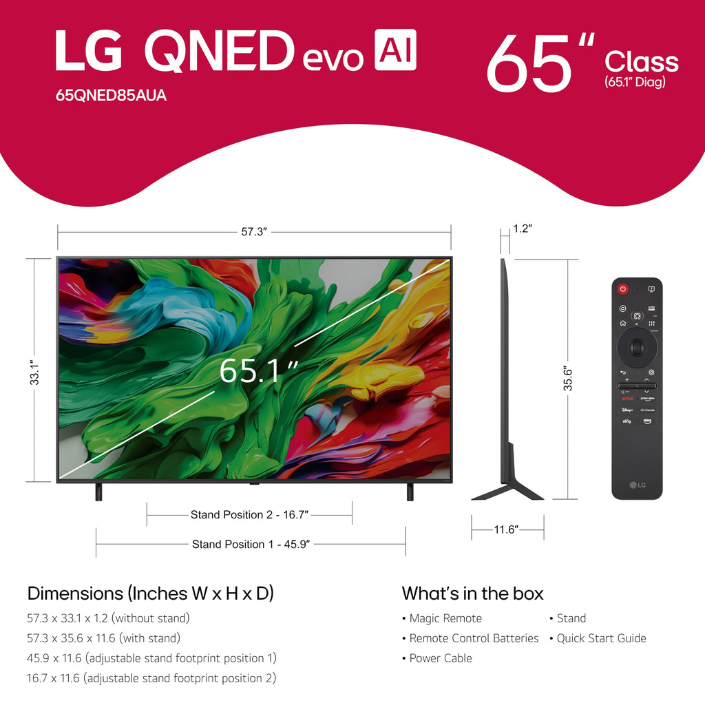 LG 86-Inch Class QNED evo AI QNED85A Series Mini LED 4K Smart TV w/AI Picture, Sound, Super Upscaling 4K, HDR10, Filmmaker Mode, Wow Orchestra, Alexa Built-in (86QNED85AUA, 2025)