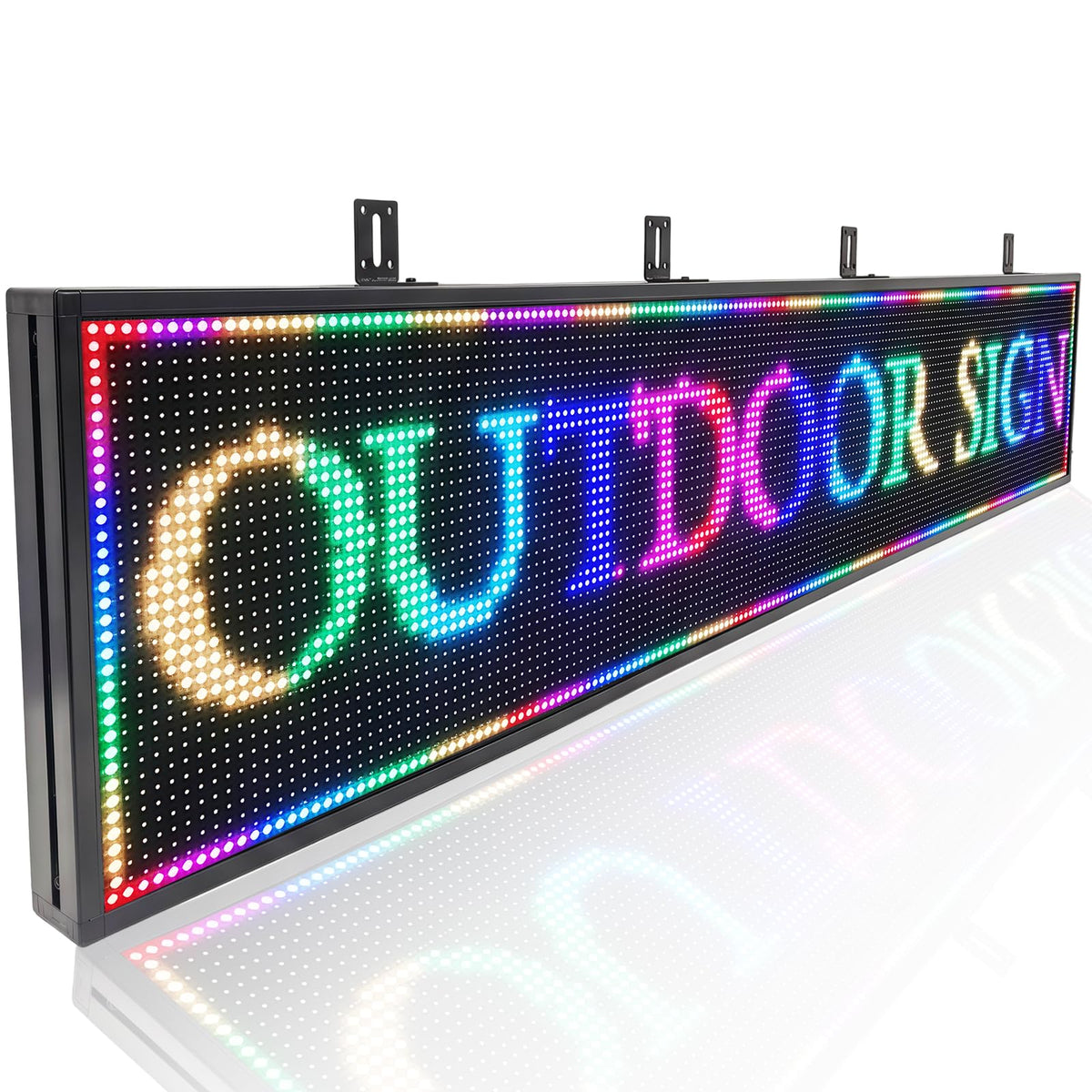 P10 LED Programmable Advertising Sign, High Brightnes Outdoor Digital Sign Waterproof, WiFi Control LED Open Signs for Business, Electronic Message Display Board 115"X14"