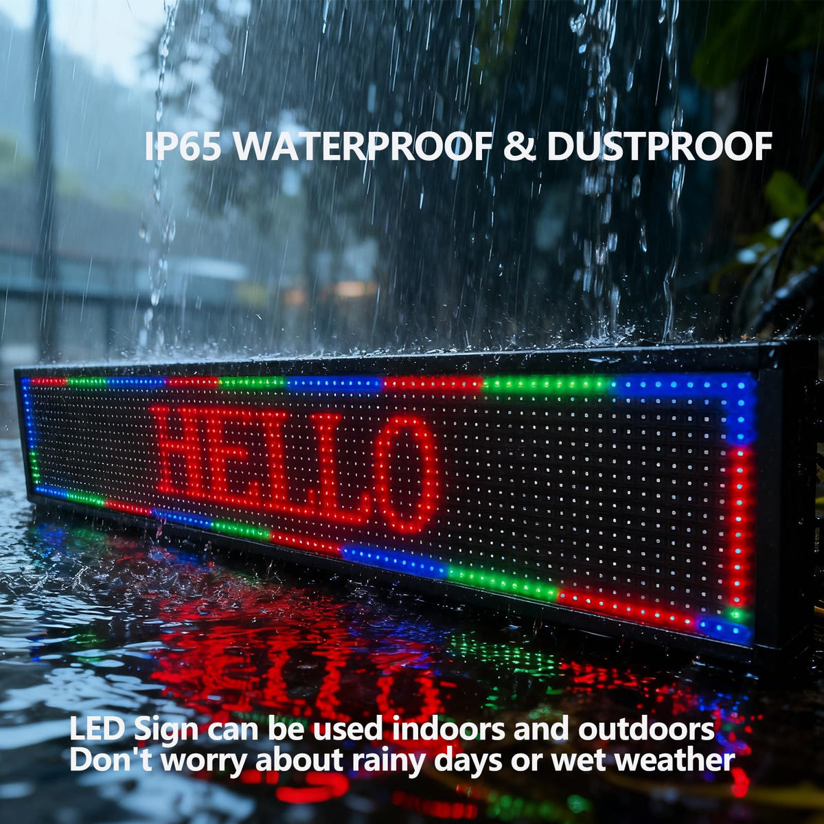 P10 Programmable LED Sign, 40"x14" Scrolling LED Sign for Business, Waterproof LED Display with WIFI & USB Control, 96x32 Pixels SMD Technology Digital Advertising Sign for Shop, Hotel, Store, Restaurant