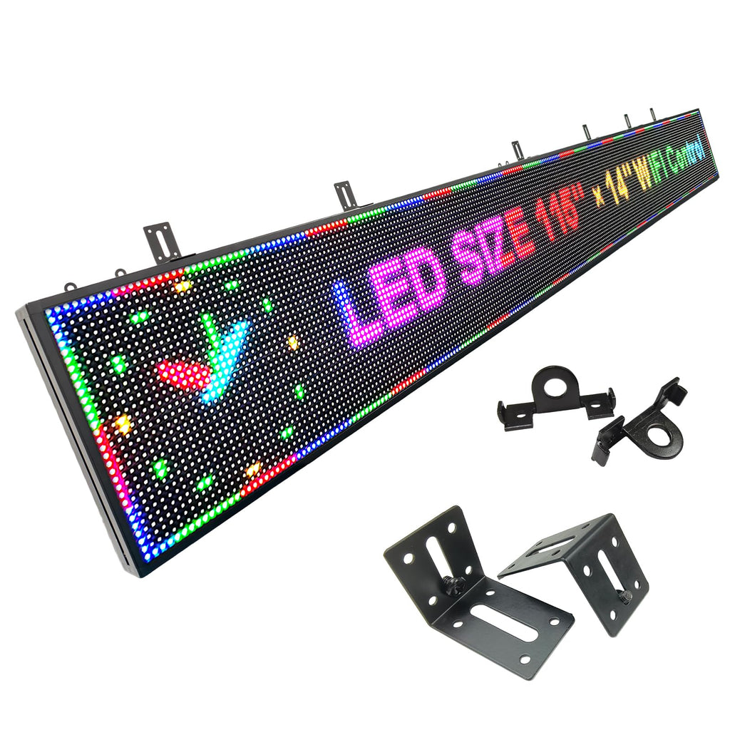 P3 Full Color Programmable LED Sign, IP65 Outdoor, WiFi Control, Support Custom Video, Electronic Message Board for Business, 40''Ã17''