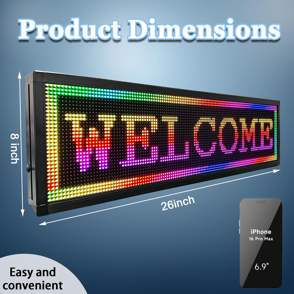 P10 39"x14" Double-Sides LED Advertising Sign Outdoor Digital Billboard with High Brightness, WiFi Programmable for Stores, HD Image/Text Display, Weatherproof & Energy Efficient