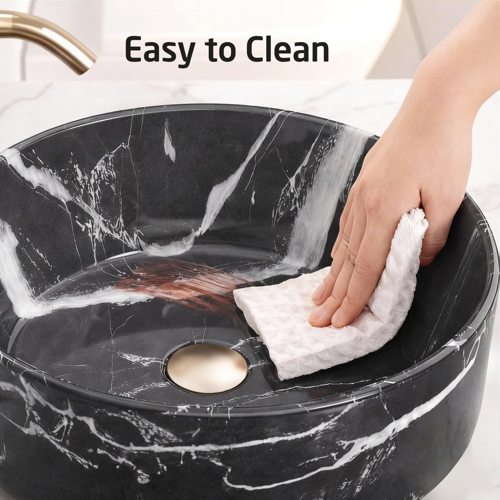 KES 16 Inch Round Vessel Sink, Bowl Sink for Bathrooms, White Ceramic