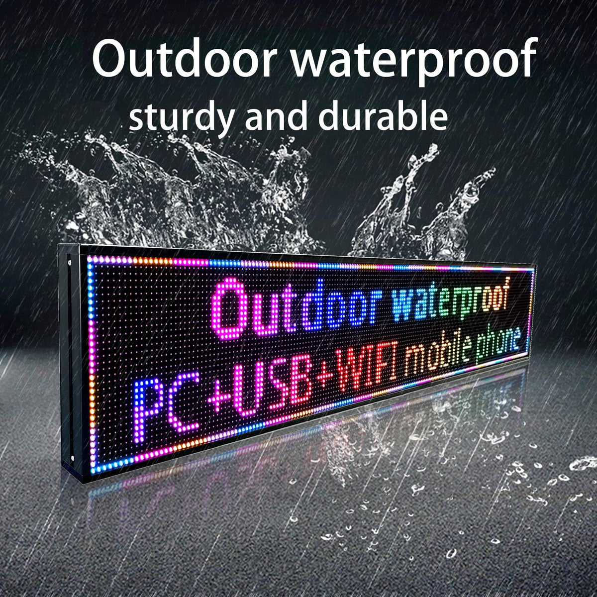 P3 Programmable Scrolling Custom Led Sign Outdoor Digital For Business Display Screen WiFi Control Electronic Message Board Store Advertising Ticker Word Light Bar Open Pixel Panel 40"x18'
