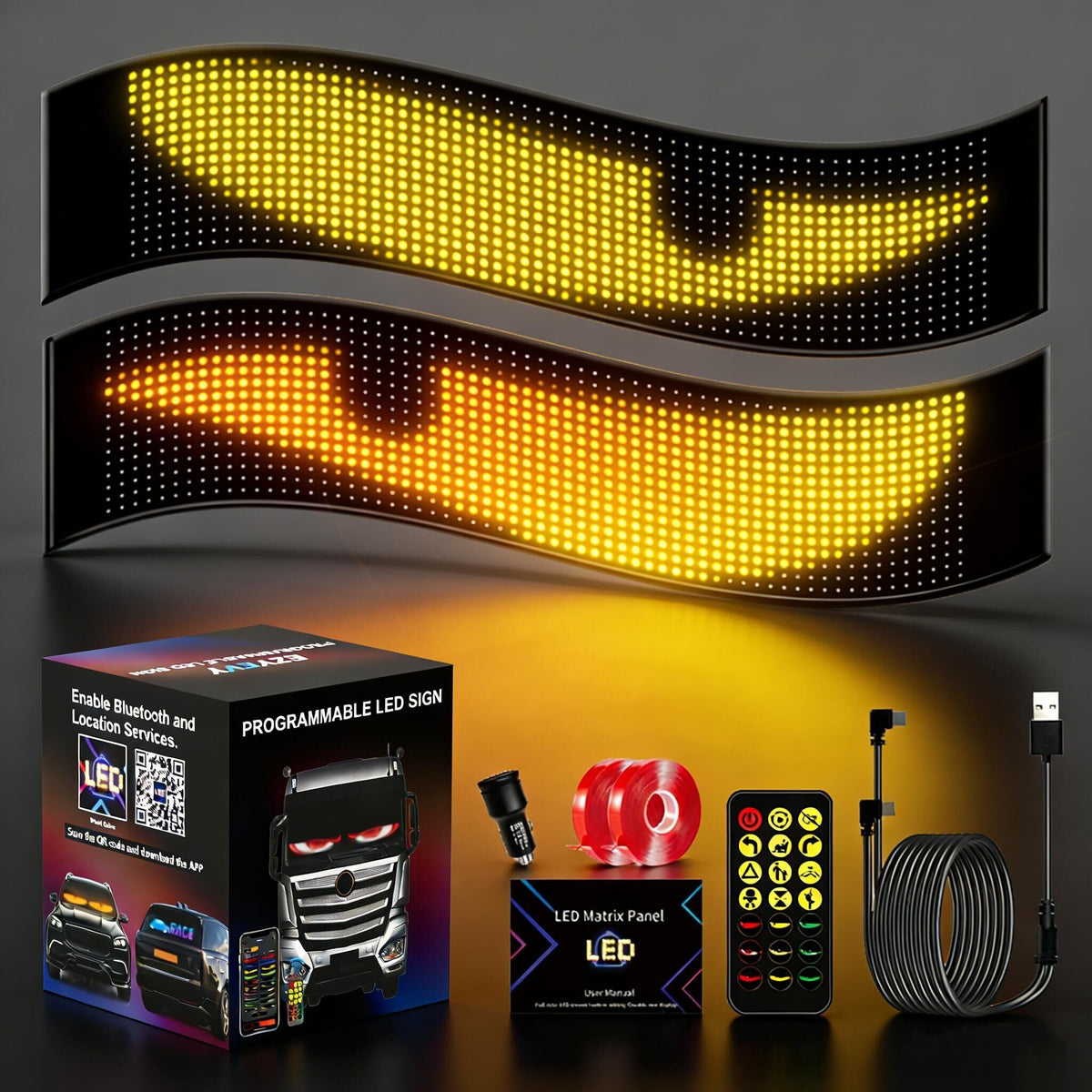 HYPERLITE Scrolling LED Sign: Custom Text LED Display 35.4" x 7.6" - USB LED Advertising Sign - Programmable LED Sign - for Business Party Birthday Decorations