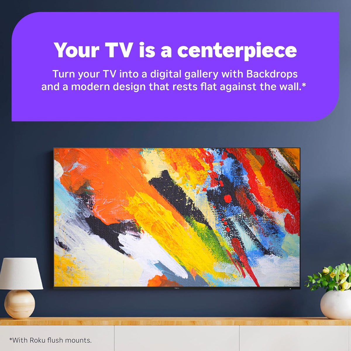 Roku Smart TV â 65-Inch Pro Series, Mini-LED TV â RokuTV with Backlit Voice Remote Pro â Flat Screen 4K QLED Wall Mount Kit for 65-Inch Pro Series TV - Ultra-Slim with Minimalist