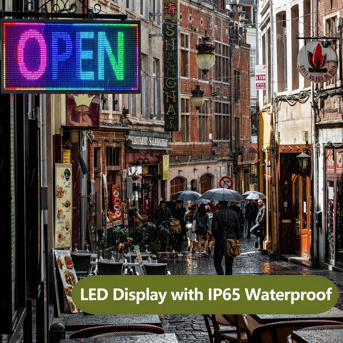 P3 Programmable LED Sign 40"x17" Full Color Outdoor Digital Message Board WiFi Control, IP65 Waterproof, 5000cd Brightness, Scrolling Text/Image/Video Display for Business Store Restaurant Advertising