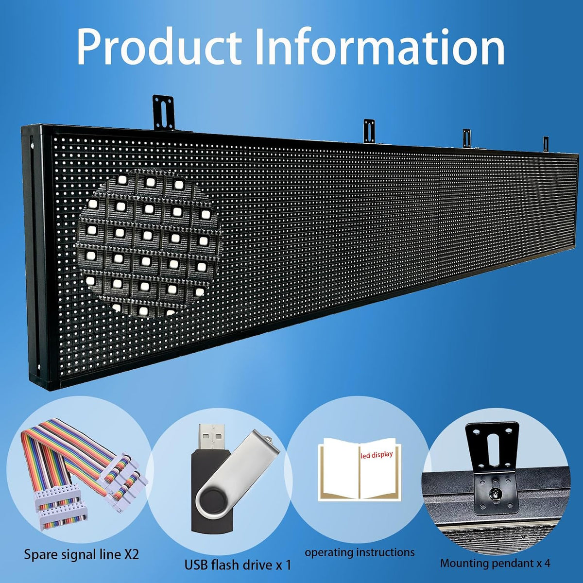 P10 Outdoor Led Sign Programmable Scrolling Digital Display Screen Message Board Bar Custom WiFi Control Store Advertising Open Sign for Businesses Electronic Full Color Word Light (115"x14")