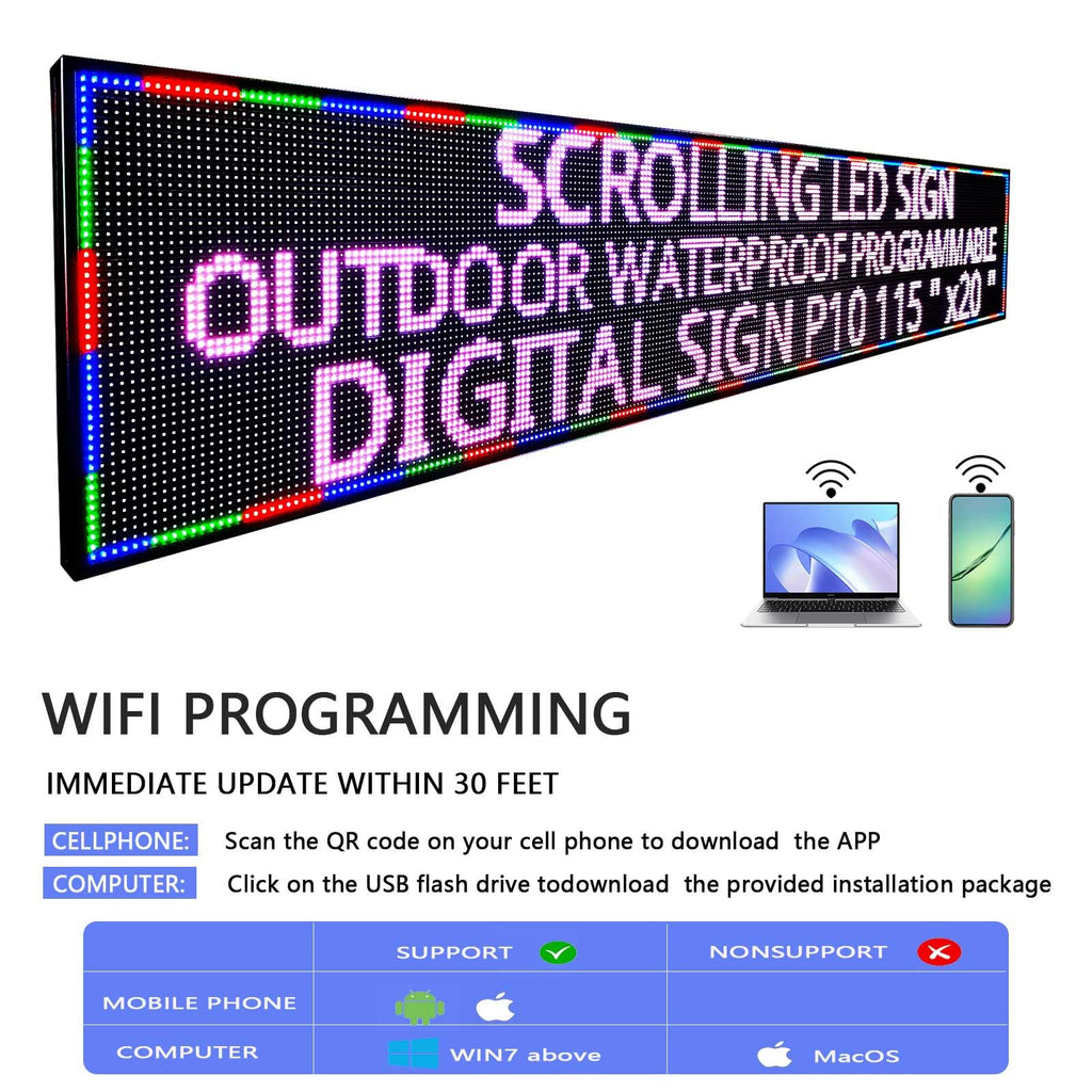 Led Sign Outdoor Programmable Scrolling Digital Open Neon P6 40''x17''
