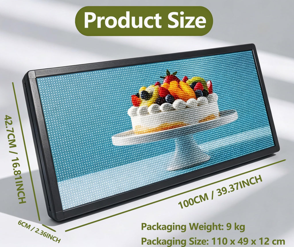 P3 Programmable LED Sign 40"x17" Full Color Outdoor Digital Message Board WiFi Control, IP65 Waterproof, 5000cd Brightness, Scrolling Text/Image/Video Display for Business Store Restaurant Advertising