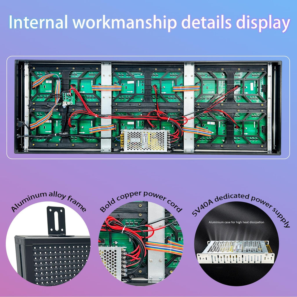 P6 Programmable Led Sign Custom Scrolling Outdoor Digital Signs For Businesses Display Screen Electronic Message Board Stock Ticker Advertising Pixel Led Panel Marquee 40"X17"