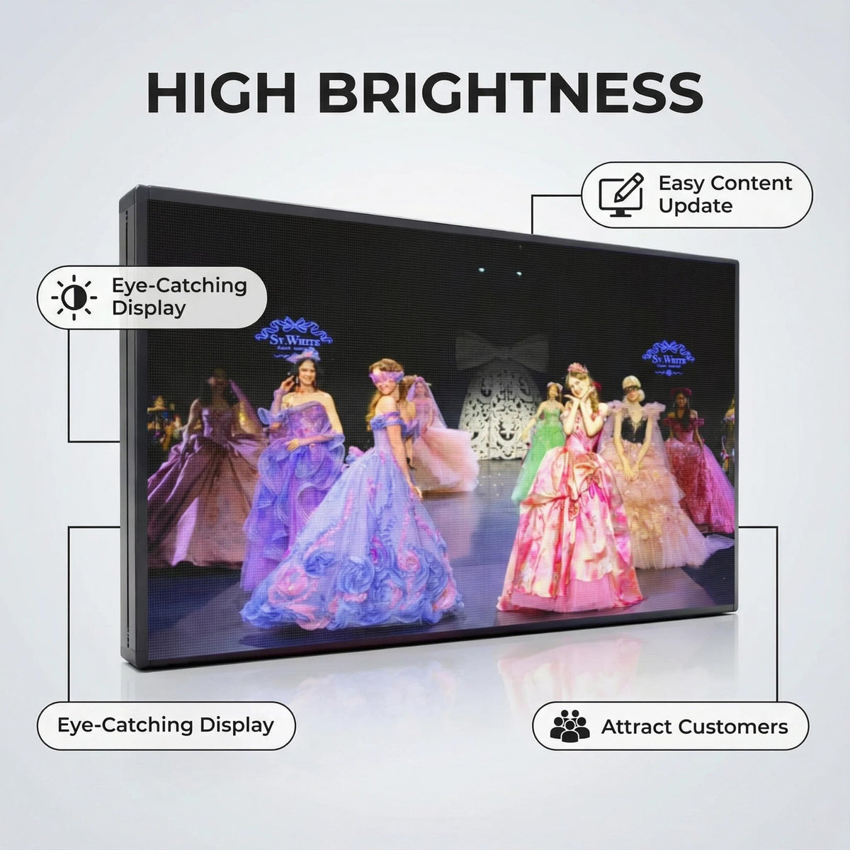 LED Advertising Sign,P5 39x14 Inches Full Color Programmable Digital Board, High Brightness Scrolling Message Display with WiFi & USB Control for Business Promotion