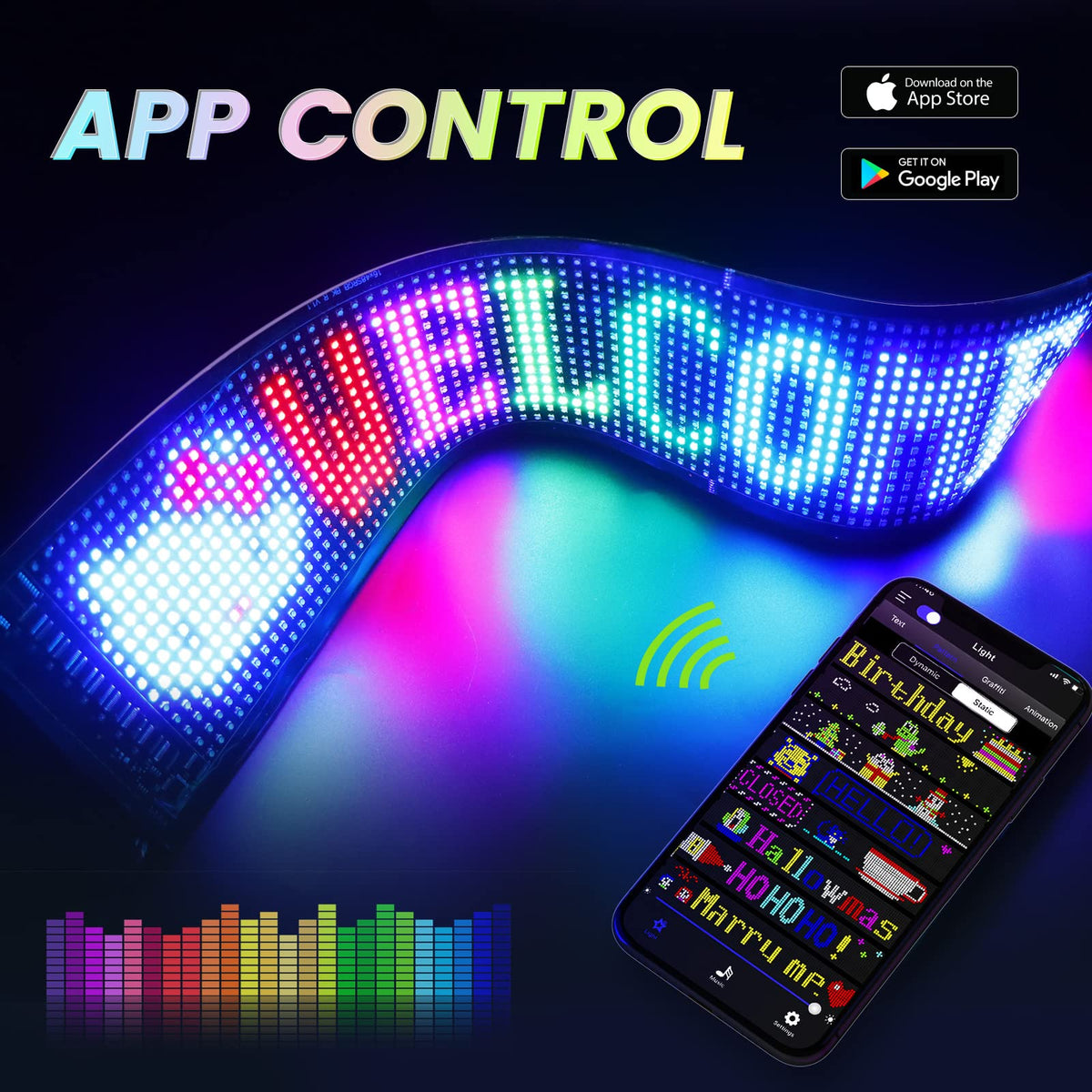 Rayhome 58''x8'' Large Multiple Programmable LED Sign, Full Color Bright Scrolling LED Signs, Bluetooth APP Control Custom Text Pattern Animation digital Display for Store Hotel Bar