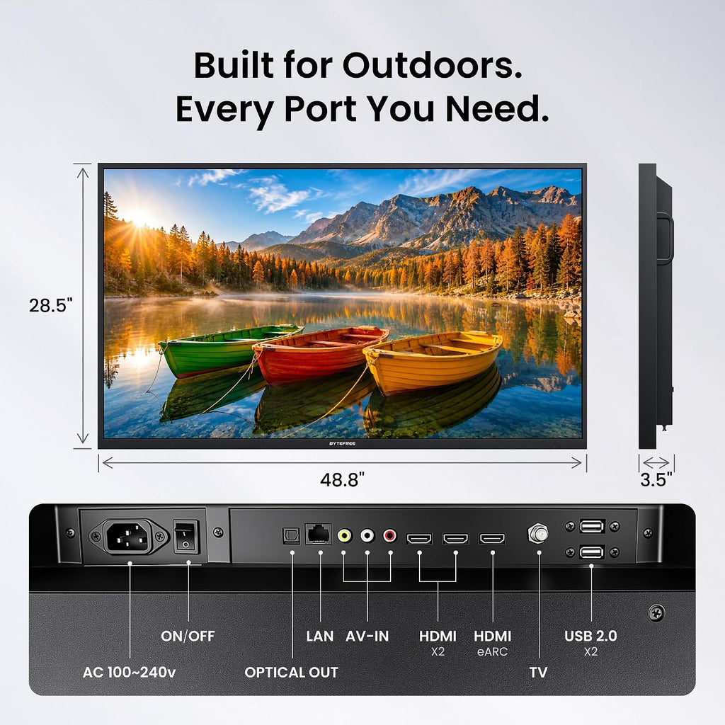 55 inch Outdoor TV 4K UHD Smart Google TV, 1500 Nits IP55 Waterproof, HDR10, Dolby Vision & Atmos, 178Â° Wide Viewing Angle, Anti Glare, Partial Sun, WiFi & Bluetooth, Patio Backyard Poolside