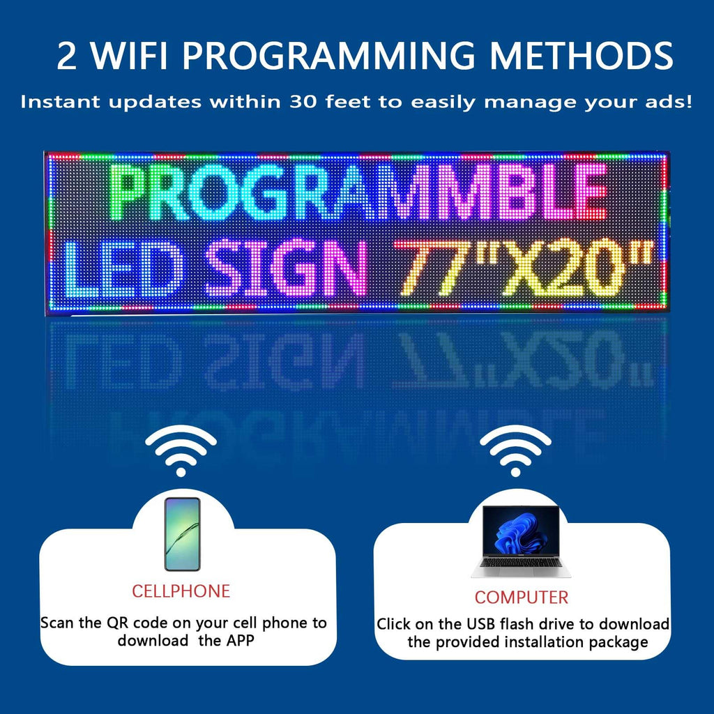HS Programmable Scrolling Led sign Outdoor Digital Open Neon P10 39''x14''