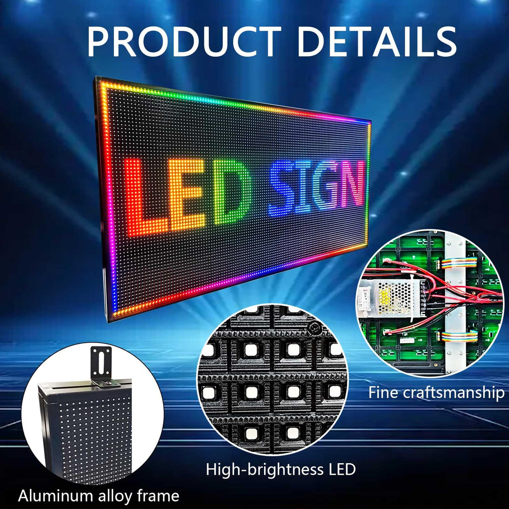 HS P10 77''x14'' Led sign Outdoor Digital Open Neon Programmable Scrolling
