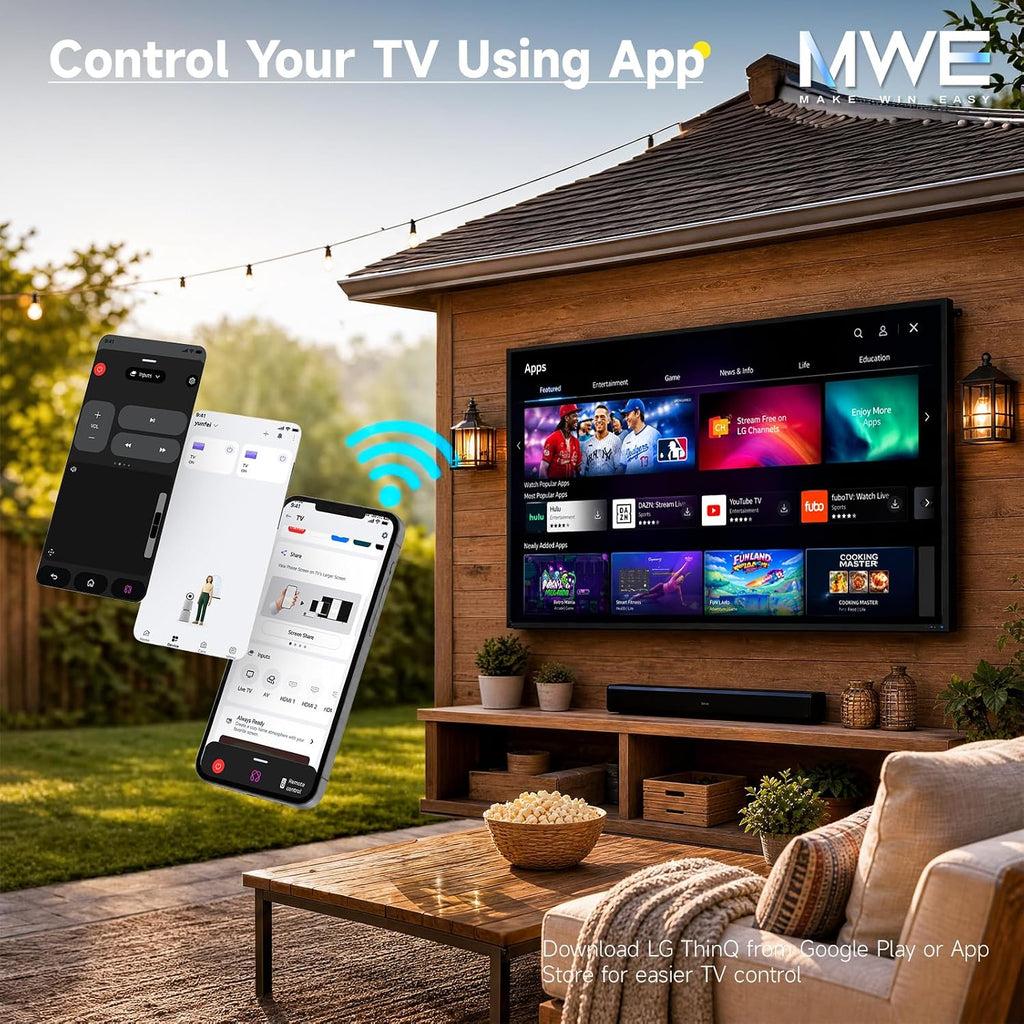 MWE 55 Inch Smart Outdoor TV, 2000 Nits, 4K UHD, IP55, webOS TV