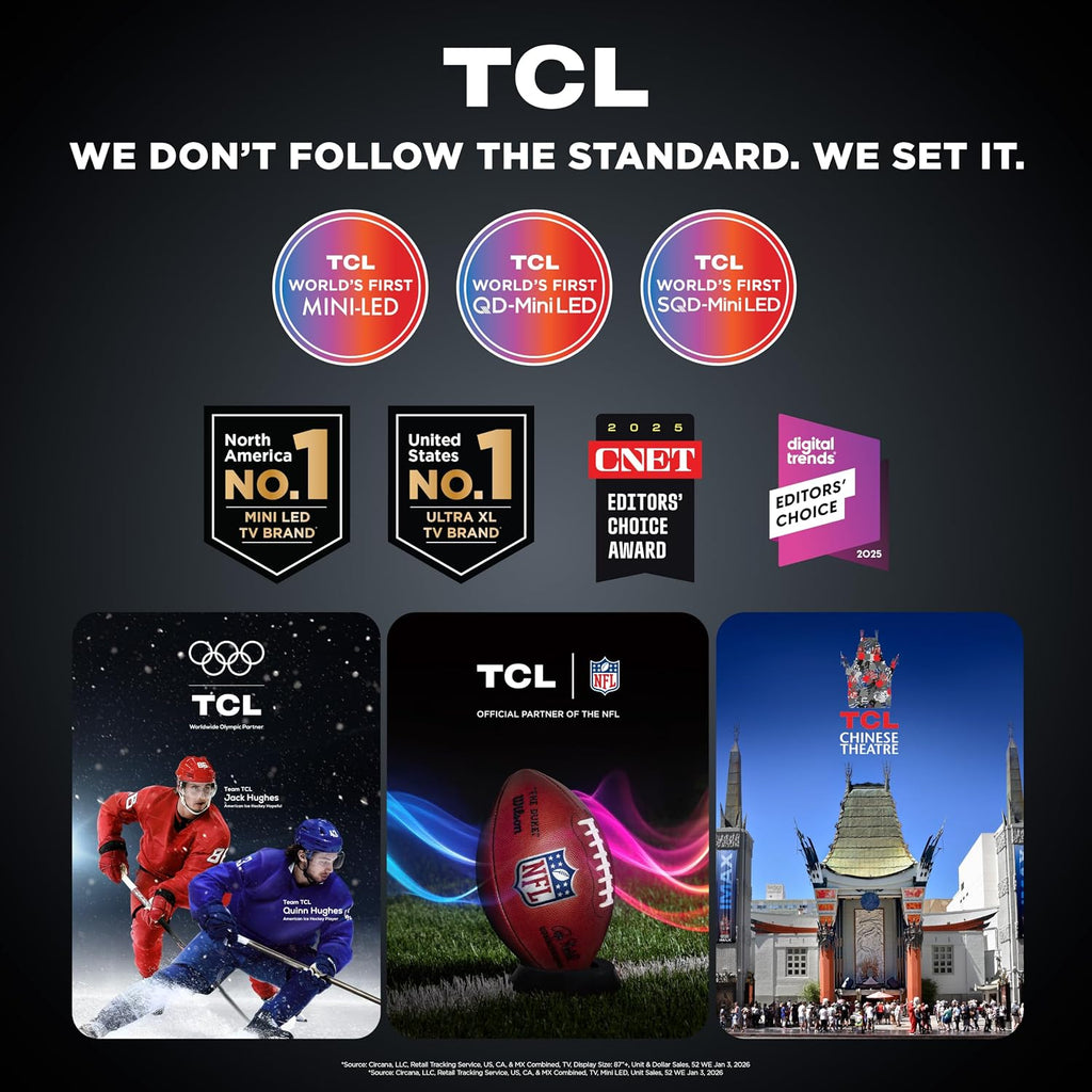 TCL 65 Inch Class QM7L Series | SQD-Mini-LED QLED Smart TV | 65QM7L, 2026 Model | 144Hz | Ultimate Color Ultra Brightness & Contrast | Google AI Bang & Olufsen | Voice Gaming Streaming Television