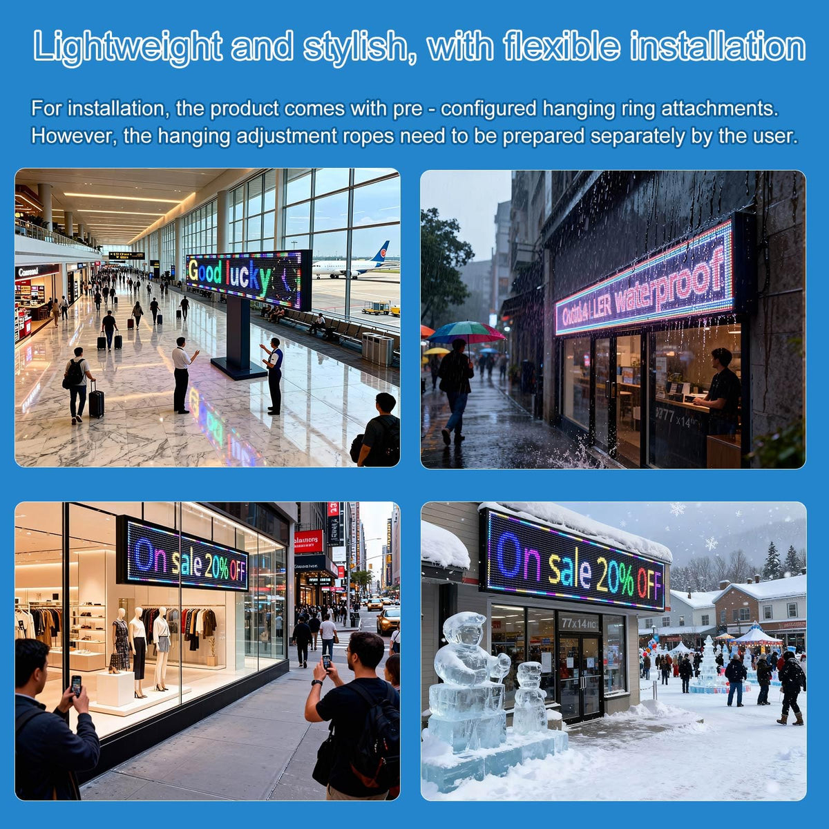 P6(40" * 17") Digital Programmable Scrolling Led Sign Scrolling Outdoor For Business message Board Display Screen Electronic Menu Board Wifi Control Word Light