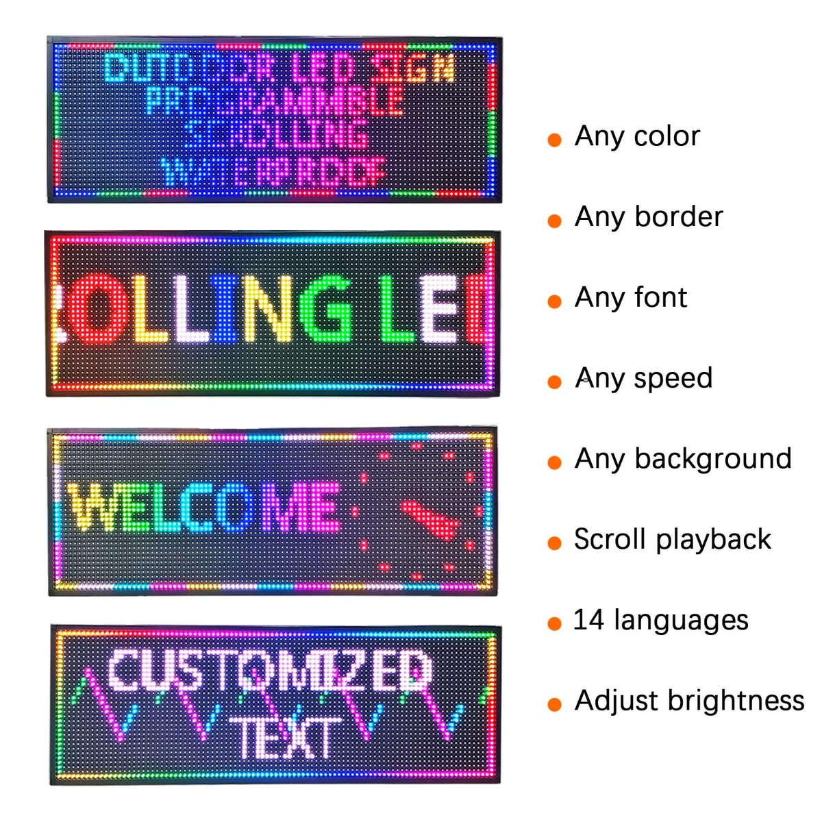 HS P10 77''x14'' Led sign Outdoor Digital Open Neon Programmable Scrolling