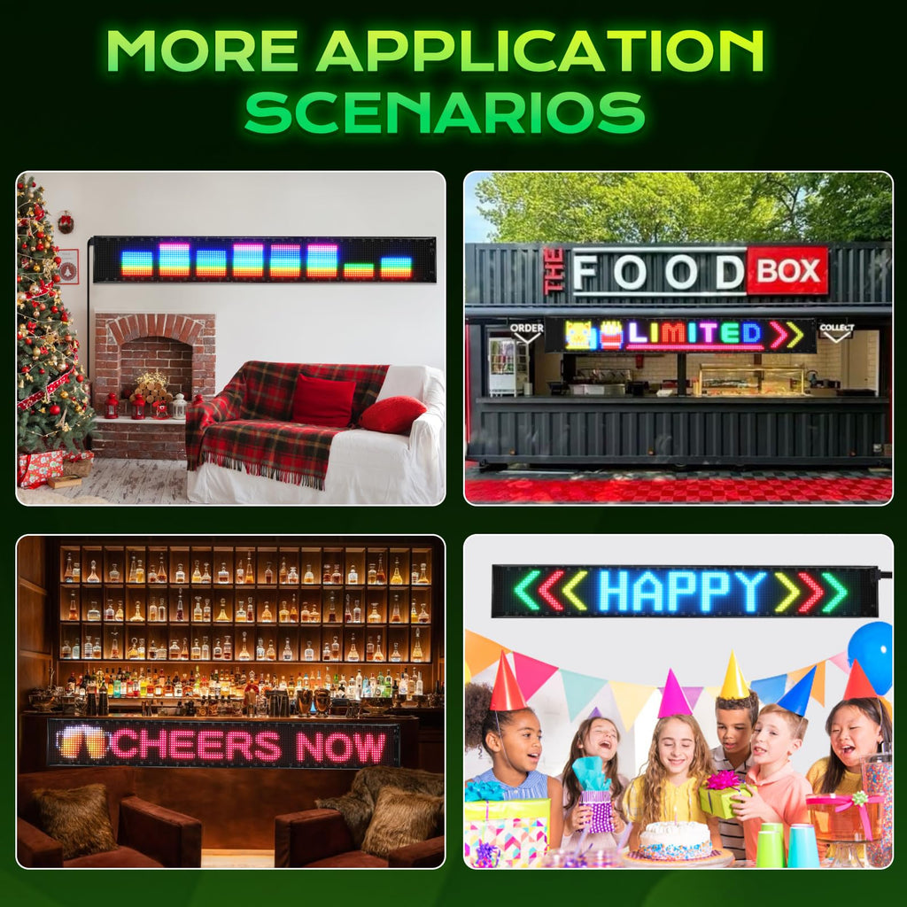 KJOY Bright Large Programmable LED Sign, 77''x8'' Flexible Scrolling LED Sign, Bluetooth App Control Custom Text Digital LED Display for Store, Schools, coffee, shop, Hotel