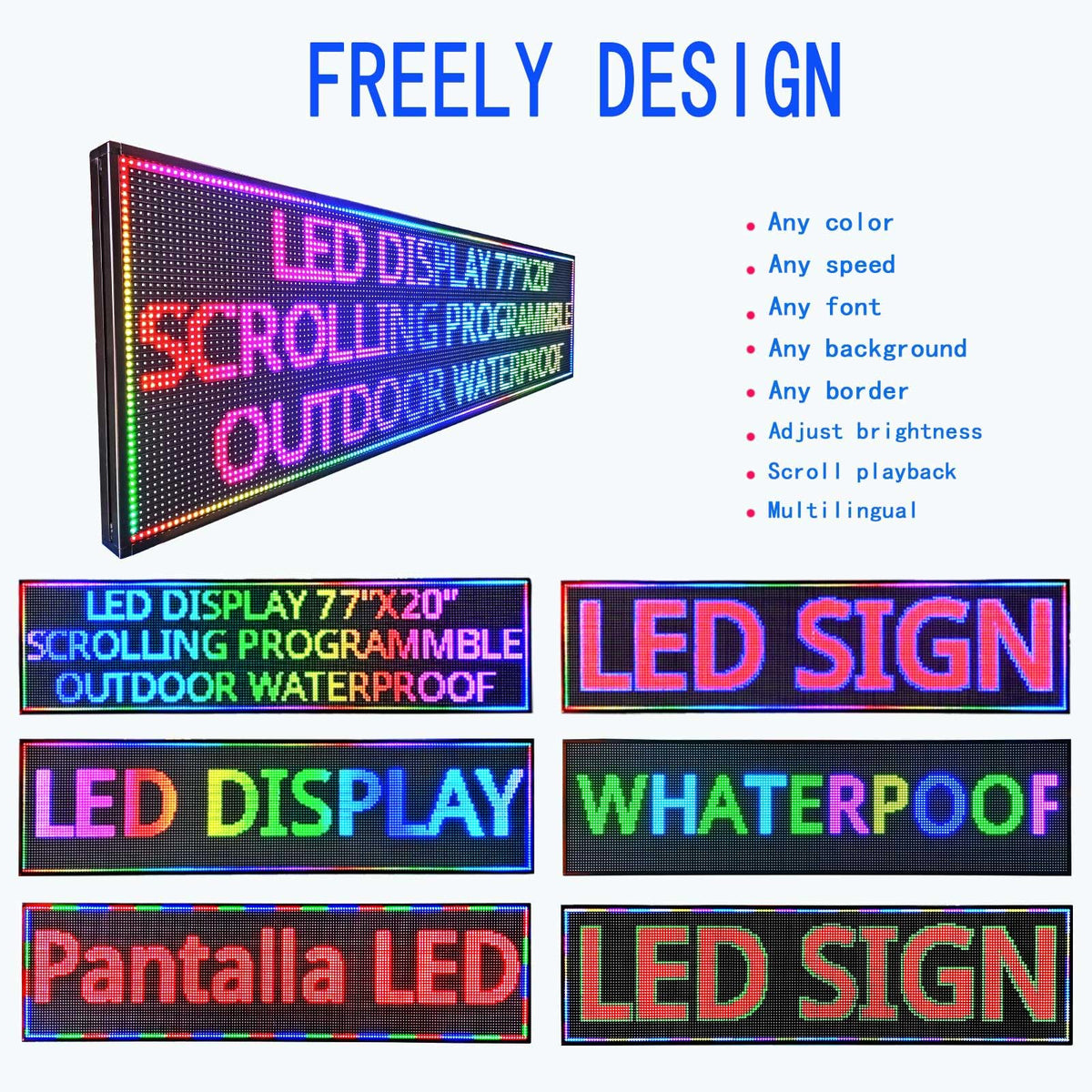 Led Sign Outdoor Programmable Scrolling Digital Open Neon P10 39''x14''