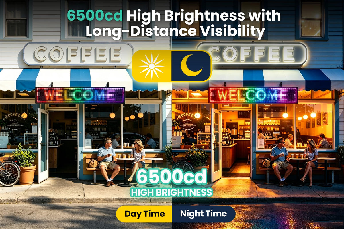 HCTCPALS P5 Outdoor LED Sign 65''x34'' Full-Color Programmable Digital Message Board High-Brightness IP65 Waterproof LED Display with WiFi & USB Control,Scrolling Message Board for Business Advertising-Text/Image/Video