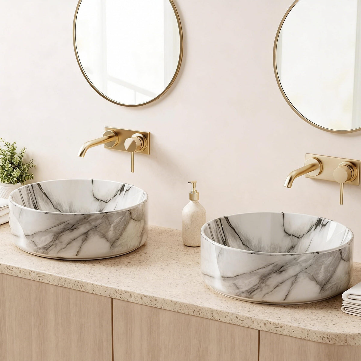 KES 16 Inch Round Vessel Sink, Bowl Sink for Bathrooms, White Ceramic