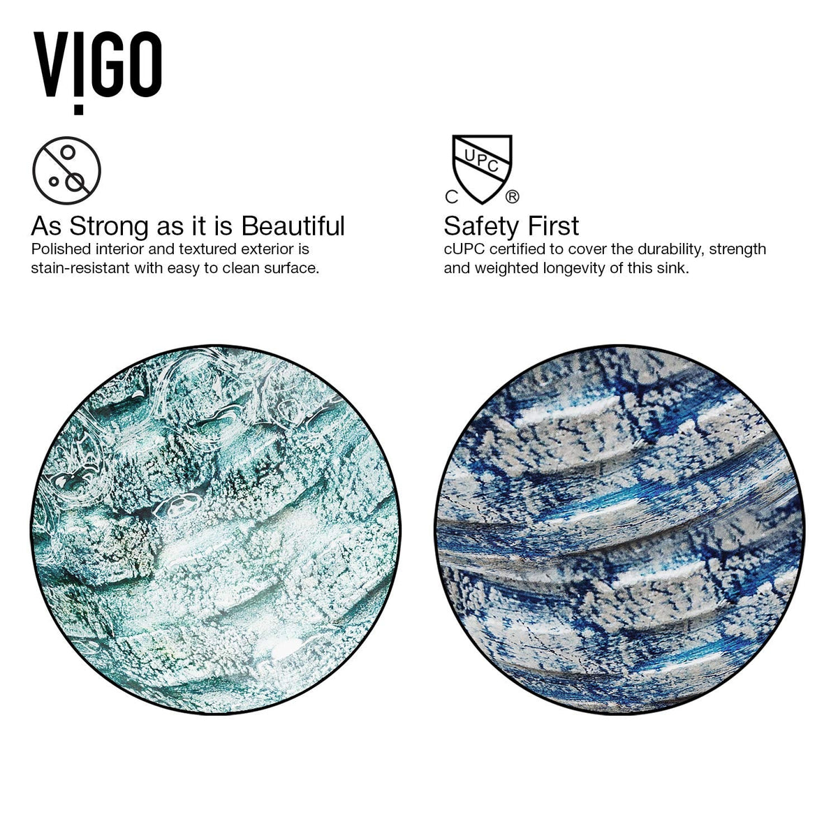 Vigo Vessel Sink Copper - 17â Artistic Round Bowl Sink for Bathrooms, Tempered Glass Above Counter Bathroom Sink with NonStickShield, QuickDrain & TempGuard, Modern Luxury Design