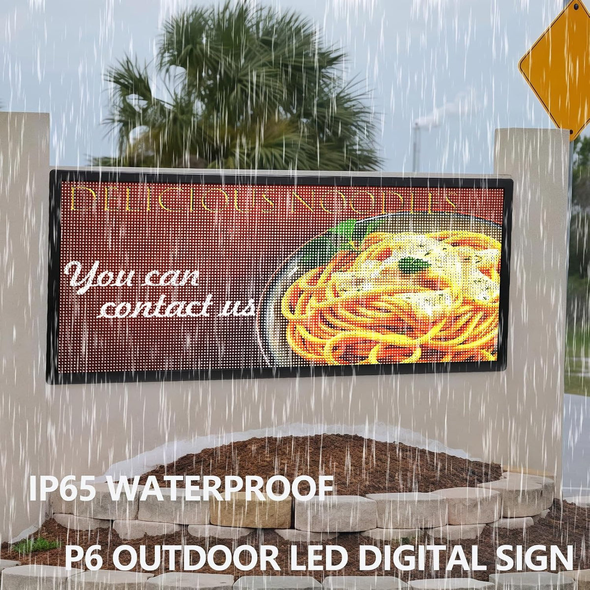 P6 Programmable LED Sign Supports Text/Image/Video, 40"x17" Outdoor Scrolling LED Digital Display for Business, IP65 Waterproof Electronic Message Board with WiFi & USB Control
