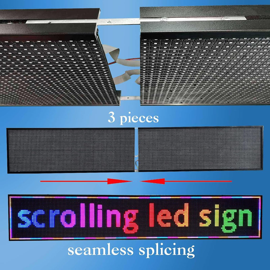 P10 Outdoor Led Sign Programmable Scrolling Digital Display Screen Message Board Bar Custom WiFi Control Store Advertising Open Sign for Businesses Electronic Full Color Word Light (115"x14")