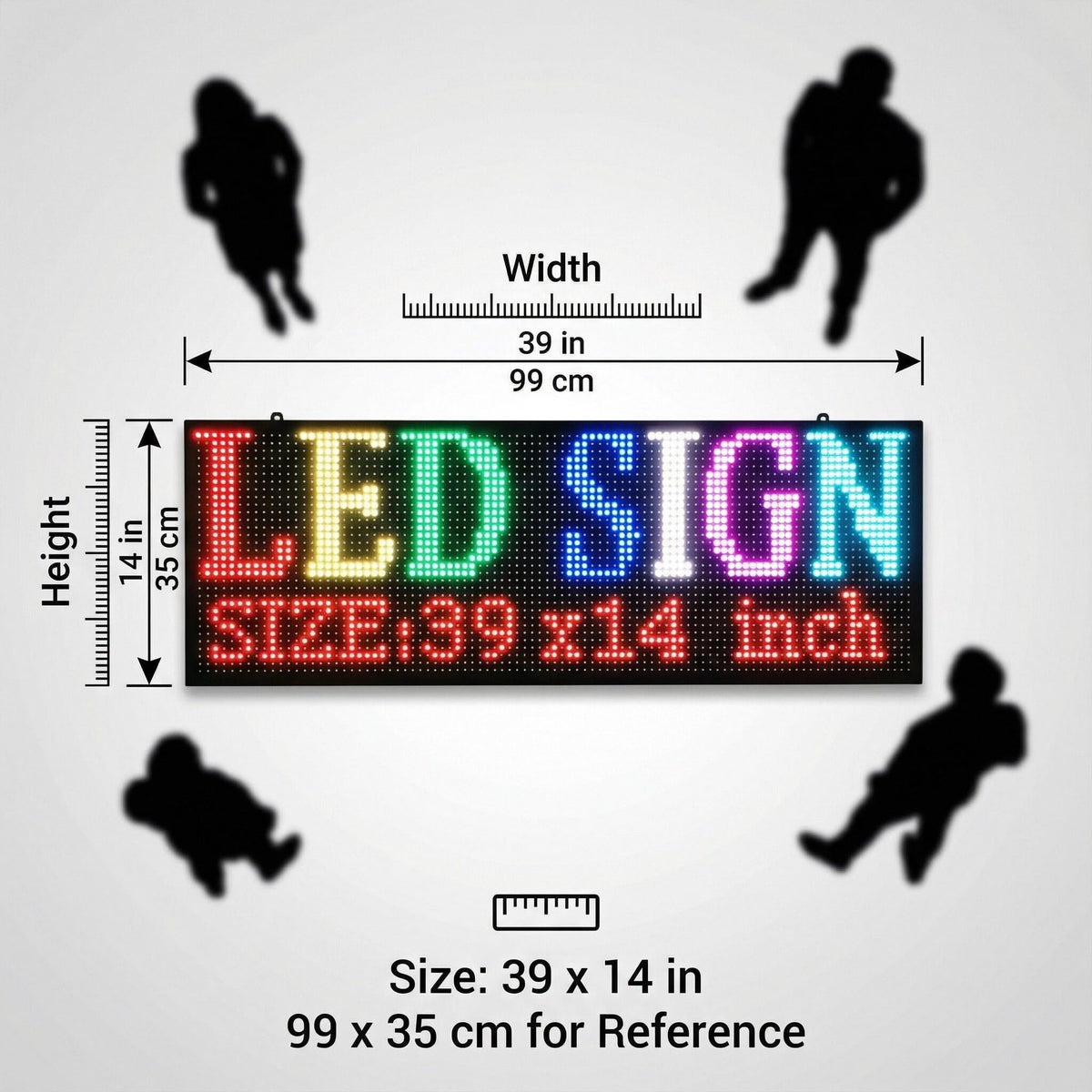 P5 Outdoor LED Sign 65"x34" Full Color Programmable Digital Display, 5000 Nits High Brightness IP65 Waterproof WiFi & USB Control, Scrolling Message Board for Business Advertising - Text/Image/Video