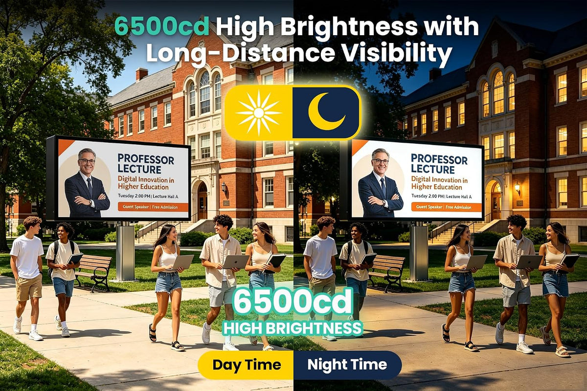 HCTCPALS P5 Outdoor LED Sign 65''x34'' Full-Color Programmable Digital Message Board High-Brightness IP65 Waterproof LED Display with WiFi & USB Control,Scrolling Message Board for Business Advertising-Text/Image/Video