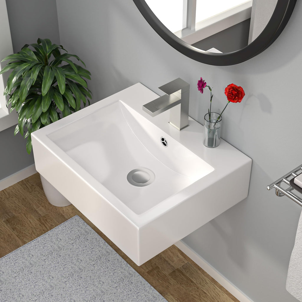 Kichae 16"x12" Vessel Sink Rectangle - Modern Above Matte Black Porcelain Ceramic Bathroom Vessel Vanity Sink Bowl Art Basin