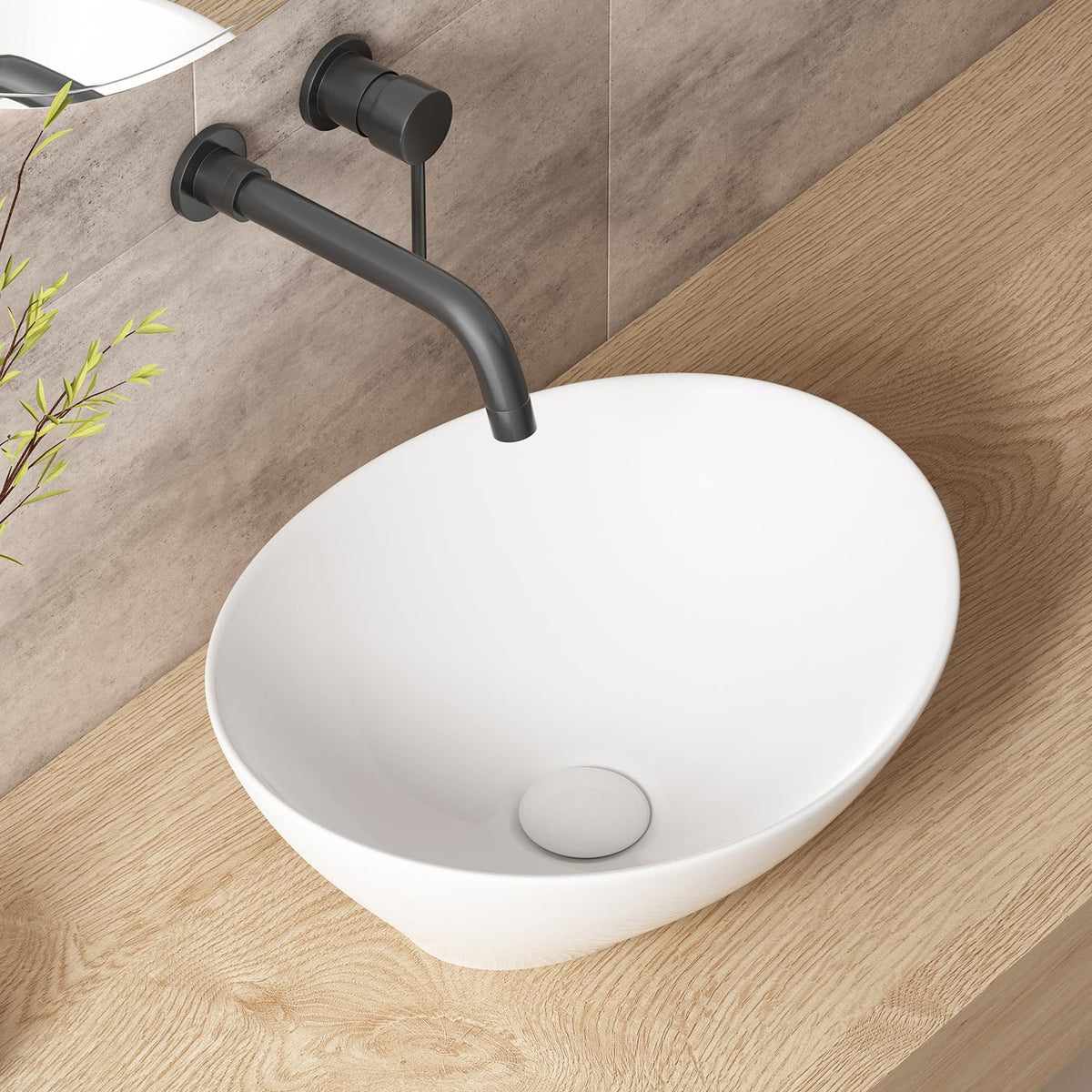 Large Bathroom Vessel Sinks: 24â³x14â³ Oval Bathroom Sink Bowl, Countertop Bathroom Sinks Ceramic Bathroom Vanity Sink Modern Vessel Sinks for Bathrooms