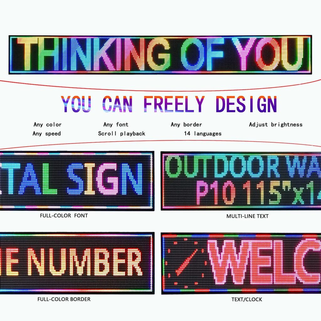 Led Sign Outdoor Programmable Scrolling Digital Open Neon P6 40''x17''