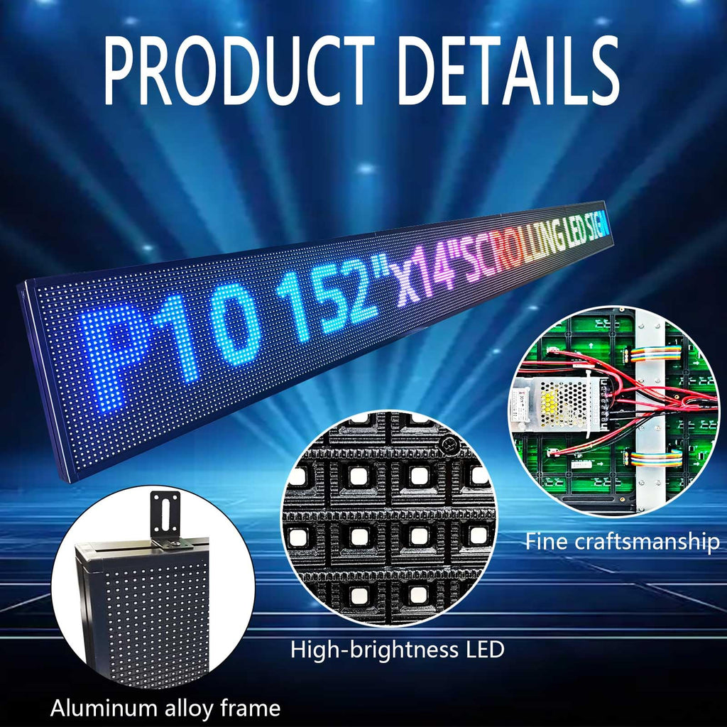 HS Programmable Scrolling Led sign Outdoor Digital Open Neon P10 39''x14''