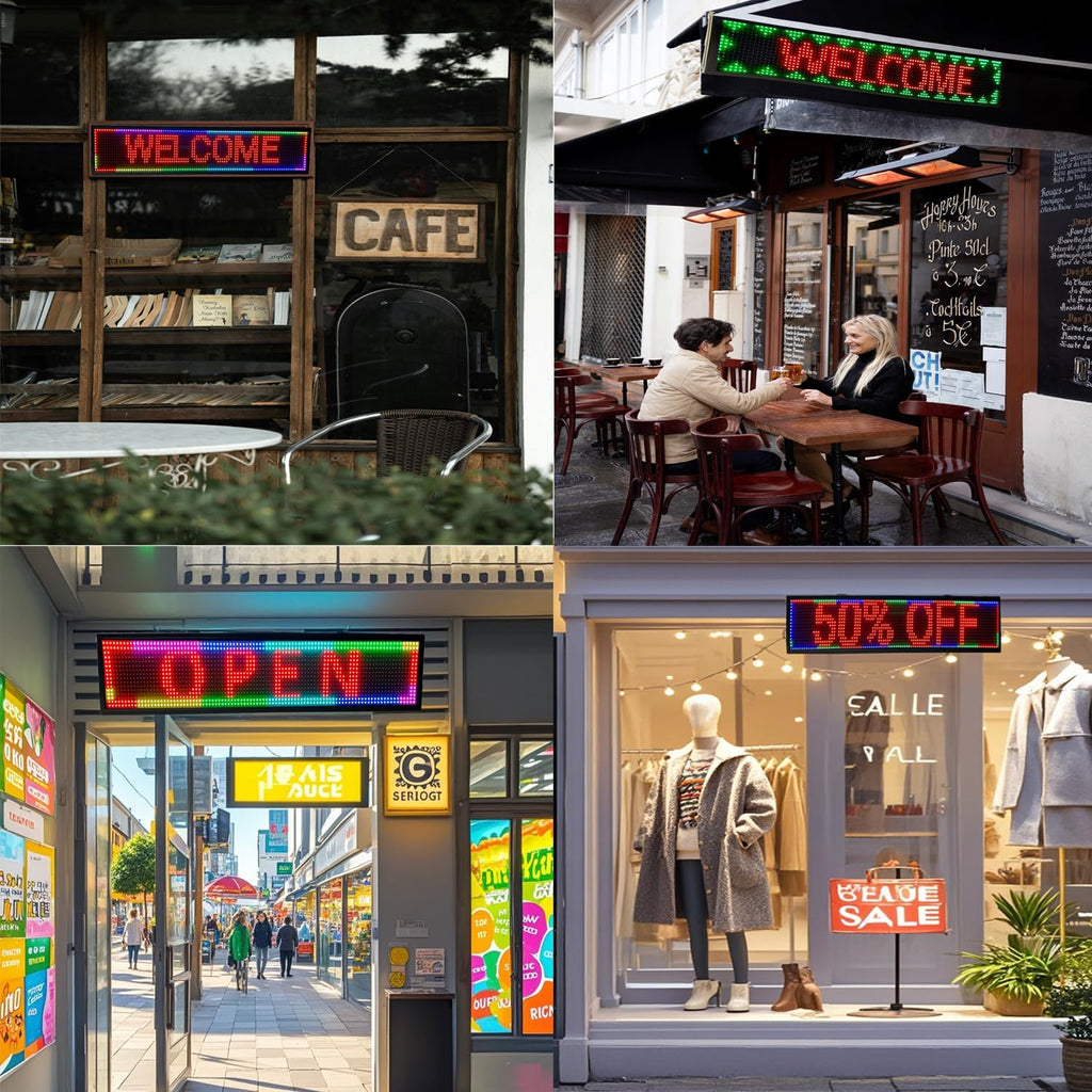 P10 Programmable LED SIGN 40"Ã8" Scrolling LED Display, High Brightness & IP65 Waterproof Indoor Outdoor Digital Signage led screen, Open Signs Welcome Sign for Store Business Advertising